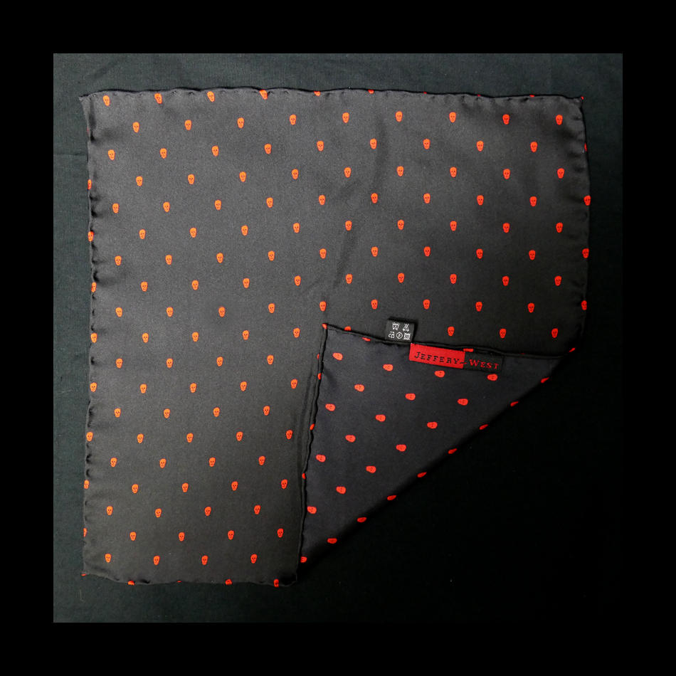 Jeffery West Black/Red Polka Skull Scarf And Pocket Square Set