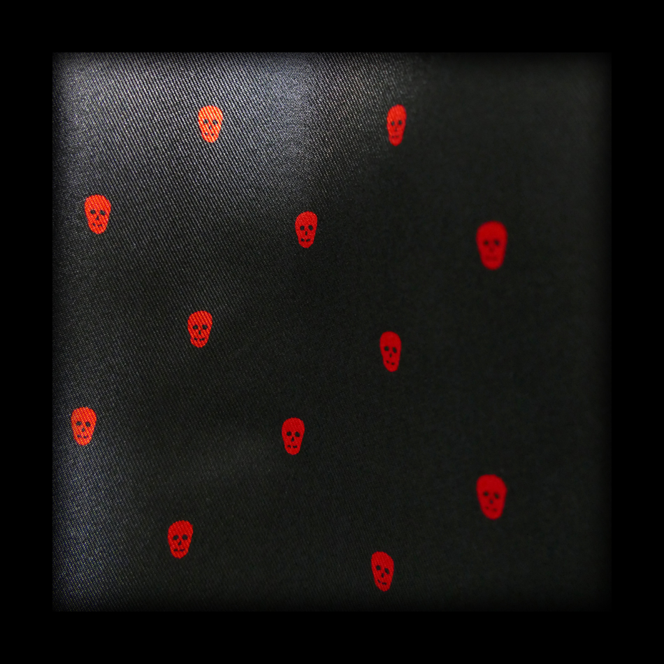 Jeffery West Black/Red Polka Skull Scarf And Pocket Square Set