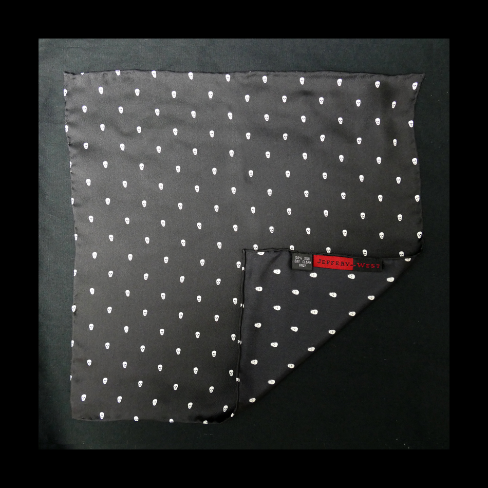 Jeffery West Black/White Polka Skull Scarf And Pocket Square Set