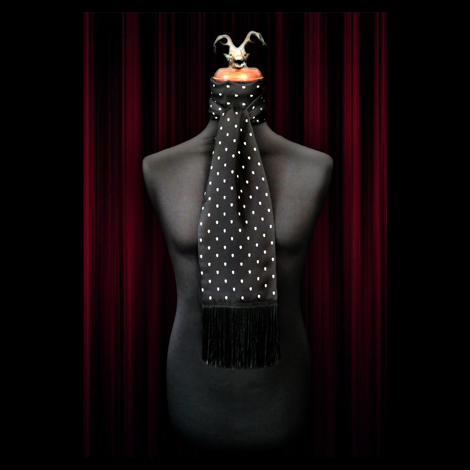 jeffery west Black/White Polka Skull Scarf and Pocket Square Set