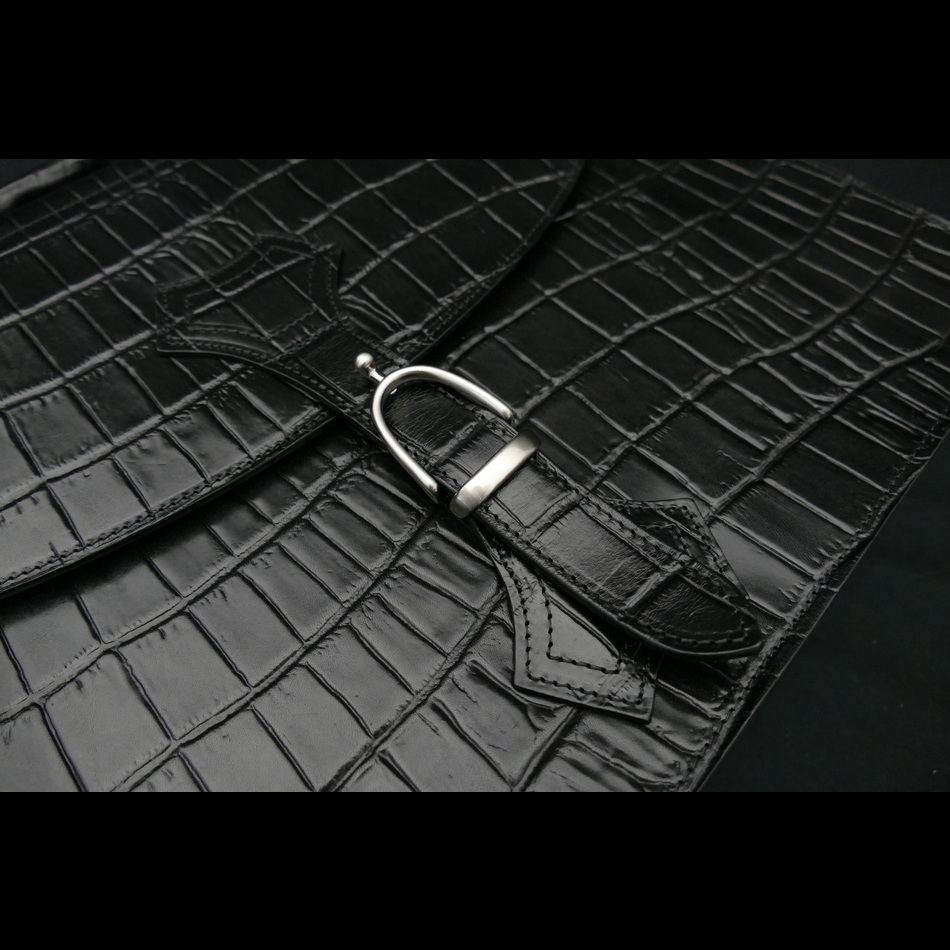 Jeffery West Briefcase Black Crocodile