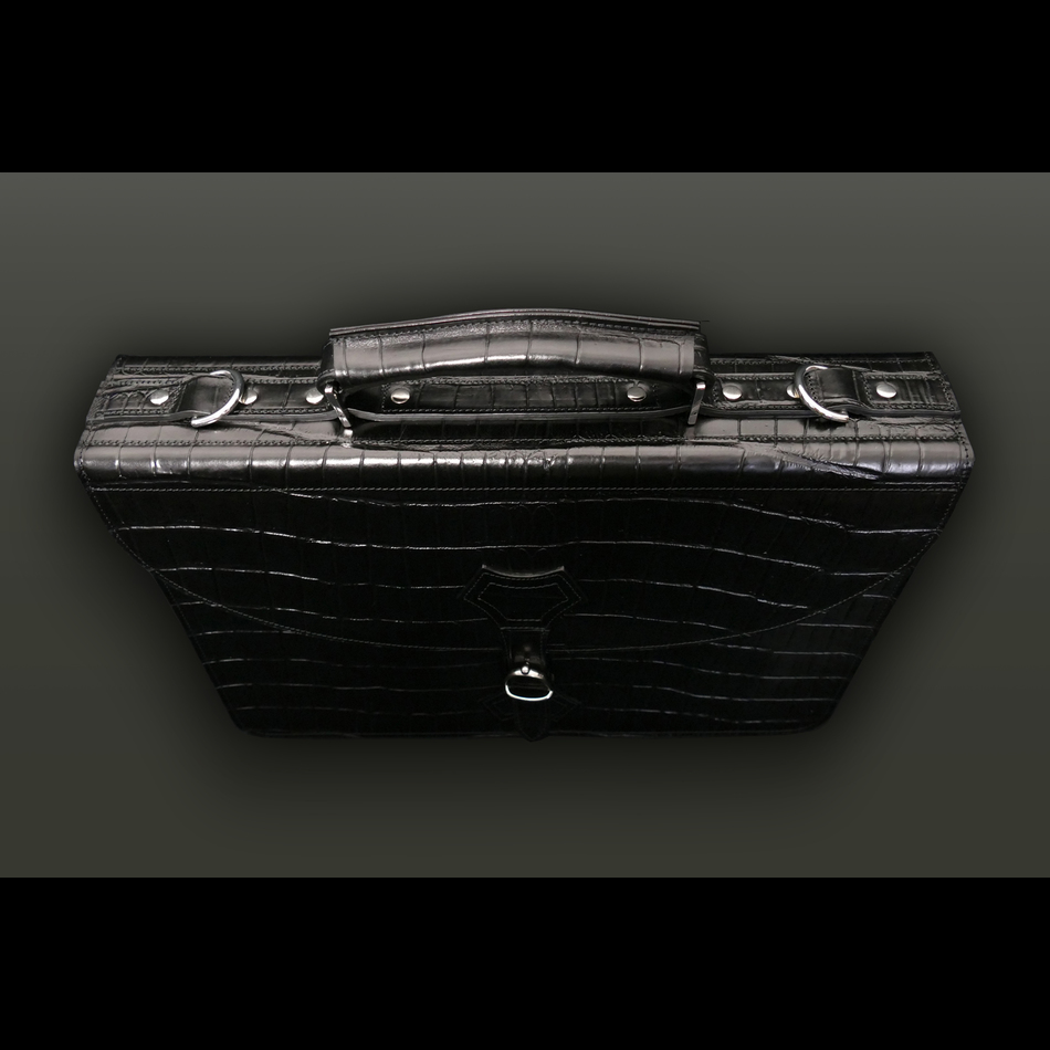 Jeffery West Briefcase Black Crocodile