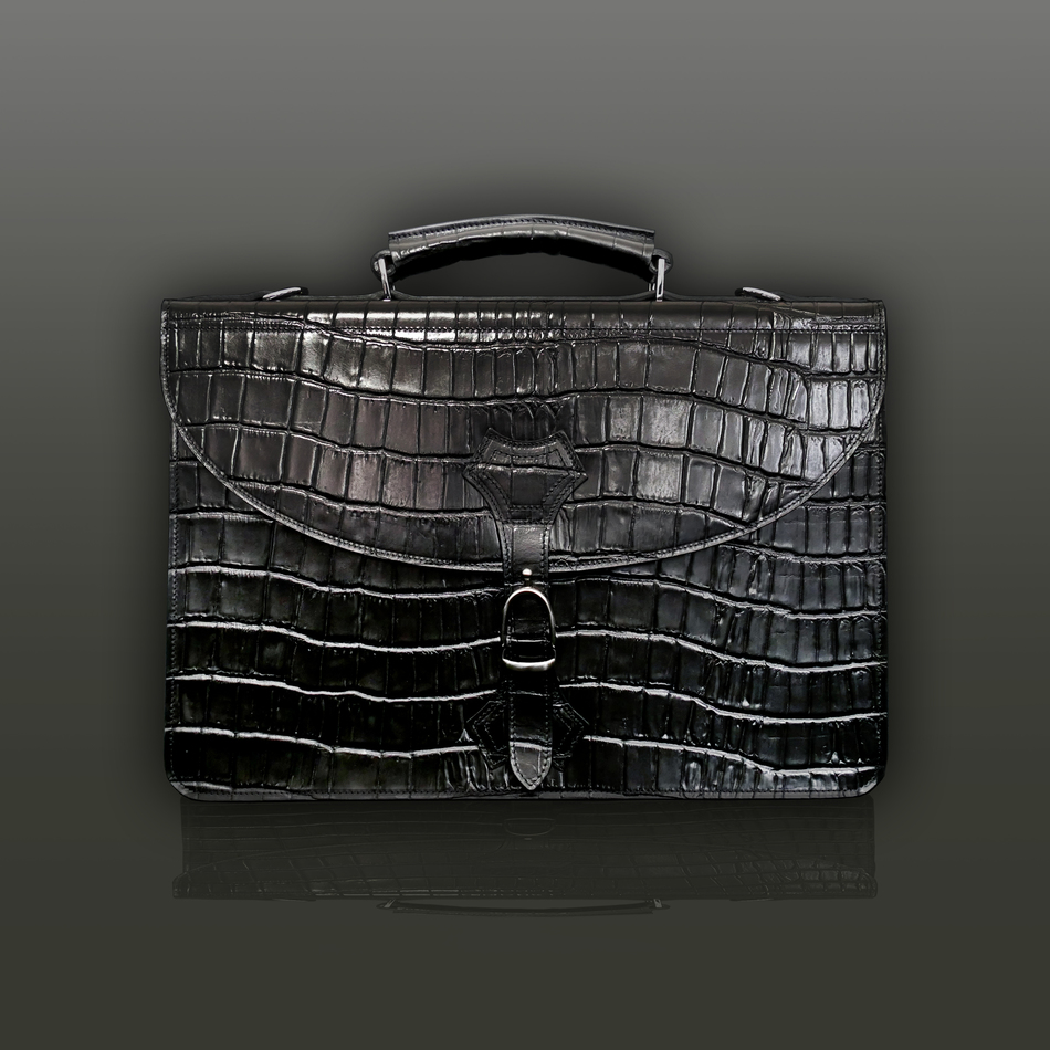 jeffery west Briefcase Black Crocodile