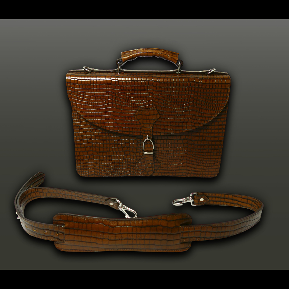 Jeffery West Briefcase Tan Alligator