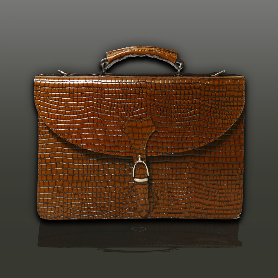 jeffery west Briefcase Tan Alligator