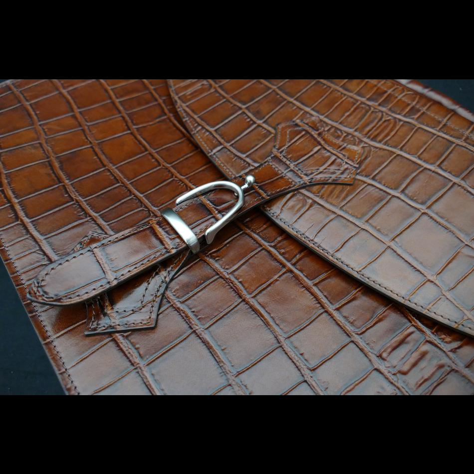 Jeffery West Briefcase Tan Crocodile
