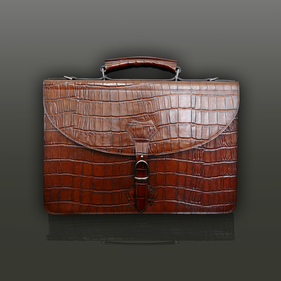 jeffery west Briefcase Tan Crocodile