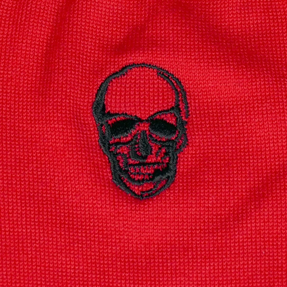 Jeffery West Red With Black Skull