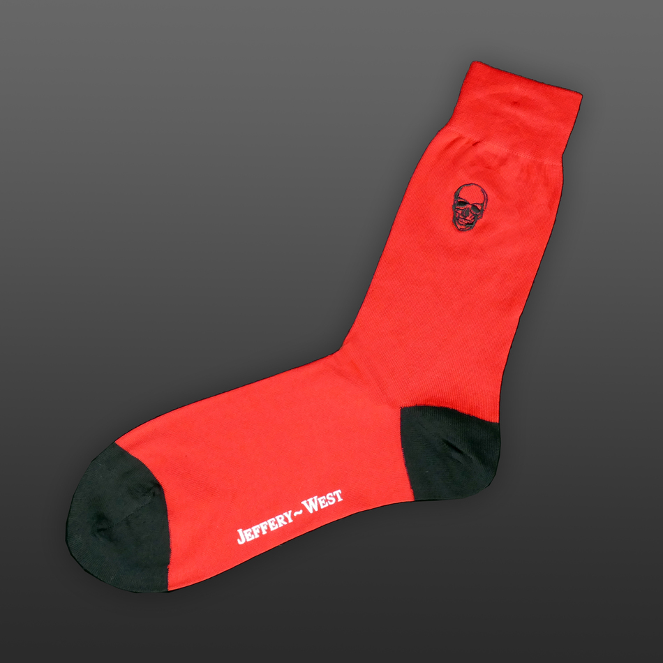 jeffery west Red with Black skull