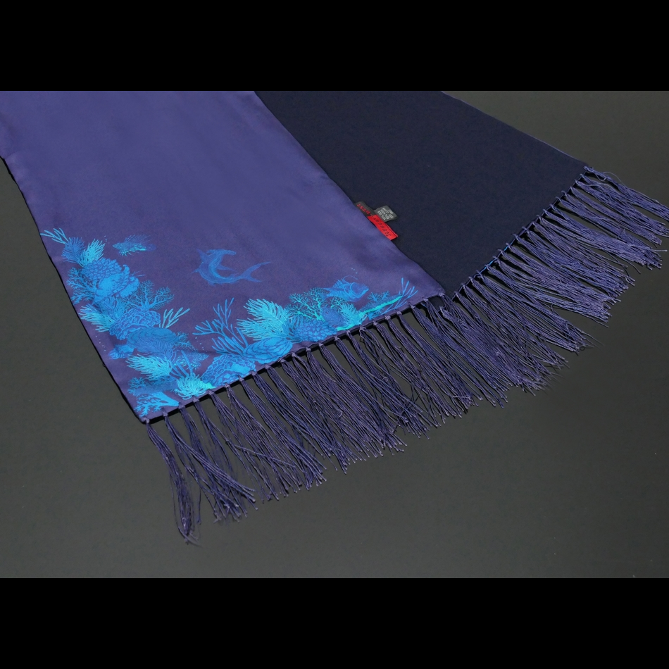 Jeffery West The Deep Navy Wool Backed Scarf