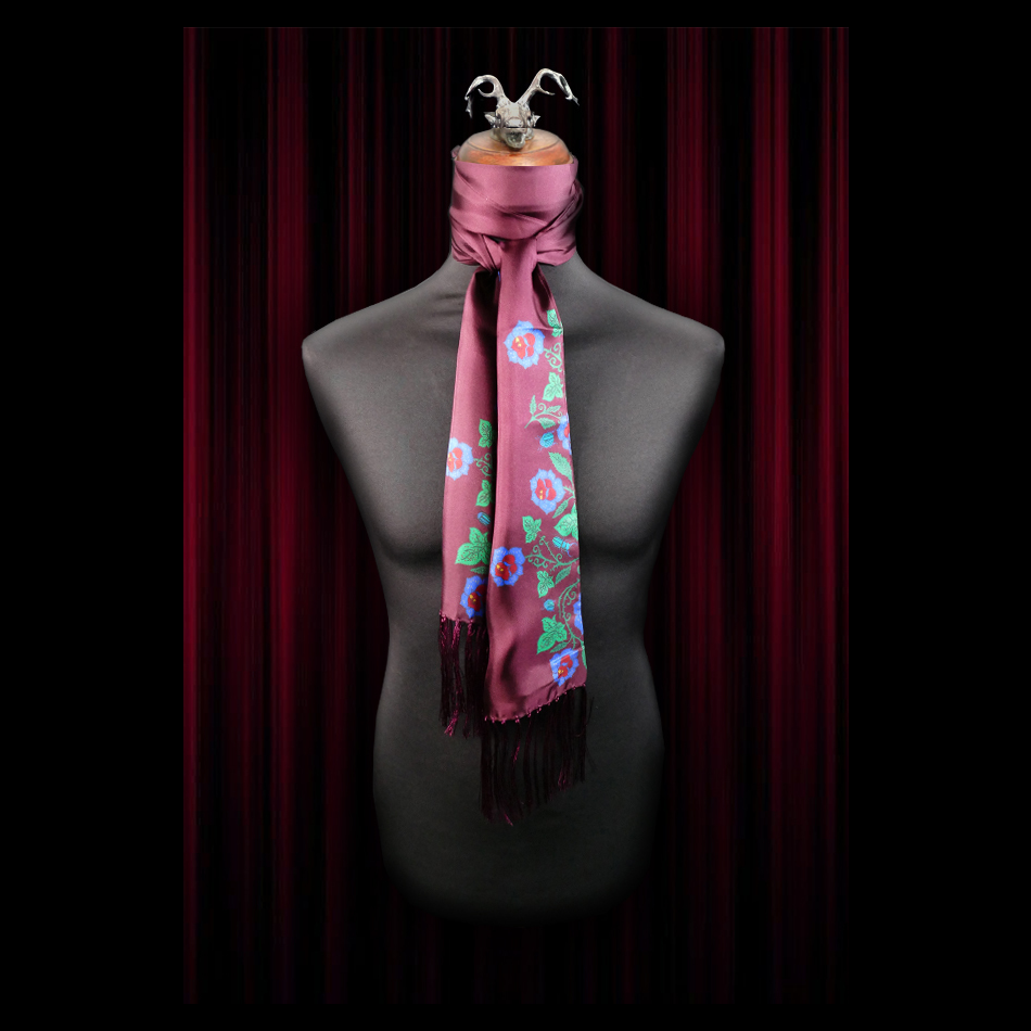 jeffery west Mutant Ivy Scarf and Pocket Square Set Plum