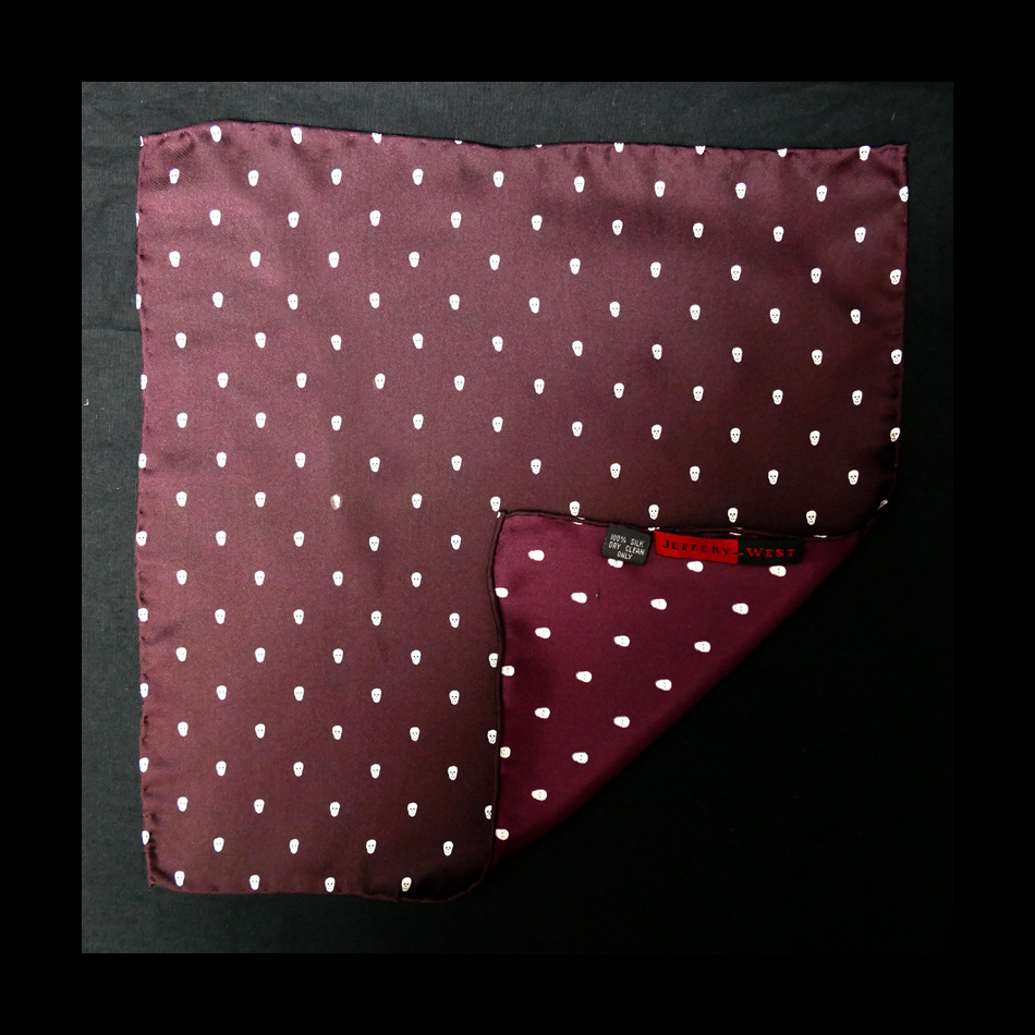 Jeffery West Plum Polka Skull Scarf And Pocket Square Set