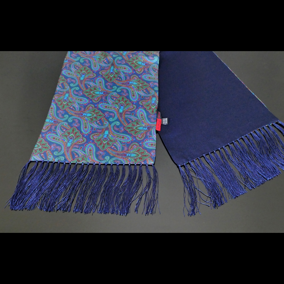 Jeffery West The Beatles Navy Beetle Print Silk - Wool Backed Scarf