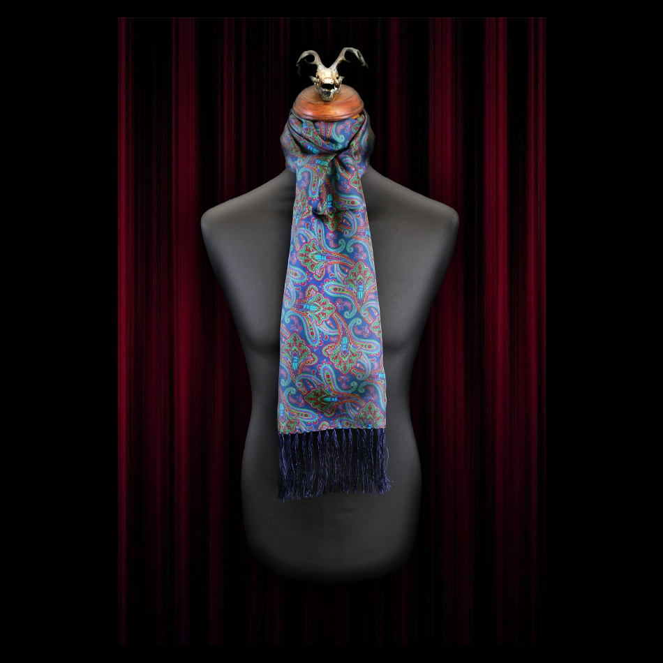 jeffery west The Beatles Navy Beetle print Silk - Wool backed scarf