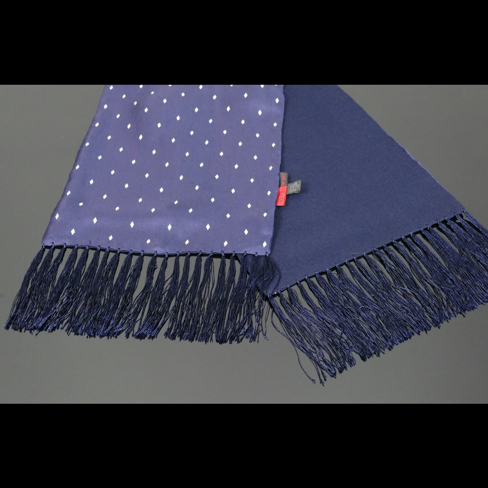 Jeffery West The Jewel Navy/White Diamond Silk Wool Backed Scarf