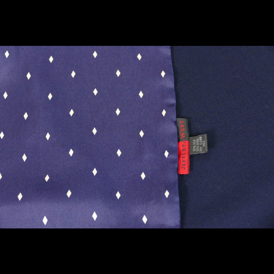 Jeffery West The Jewel Navy/White Diamond Silk Wool Backed Scarf