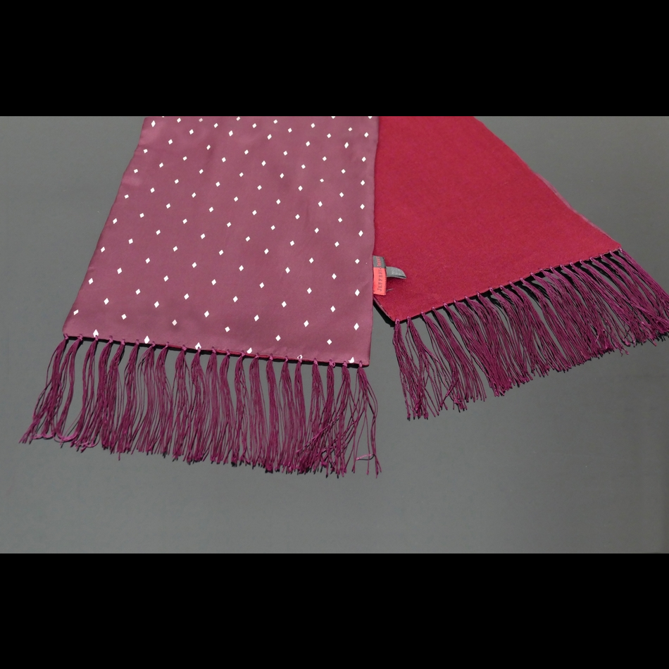 Jeffery West The Jewel Wine/White Diamond Silk Wool Backed Scarf
