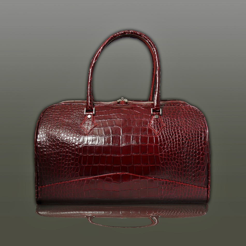 jeffery west The 'Nightporter' Overnighter Bag Burgundy Croc