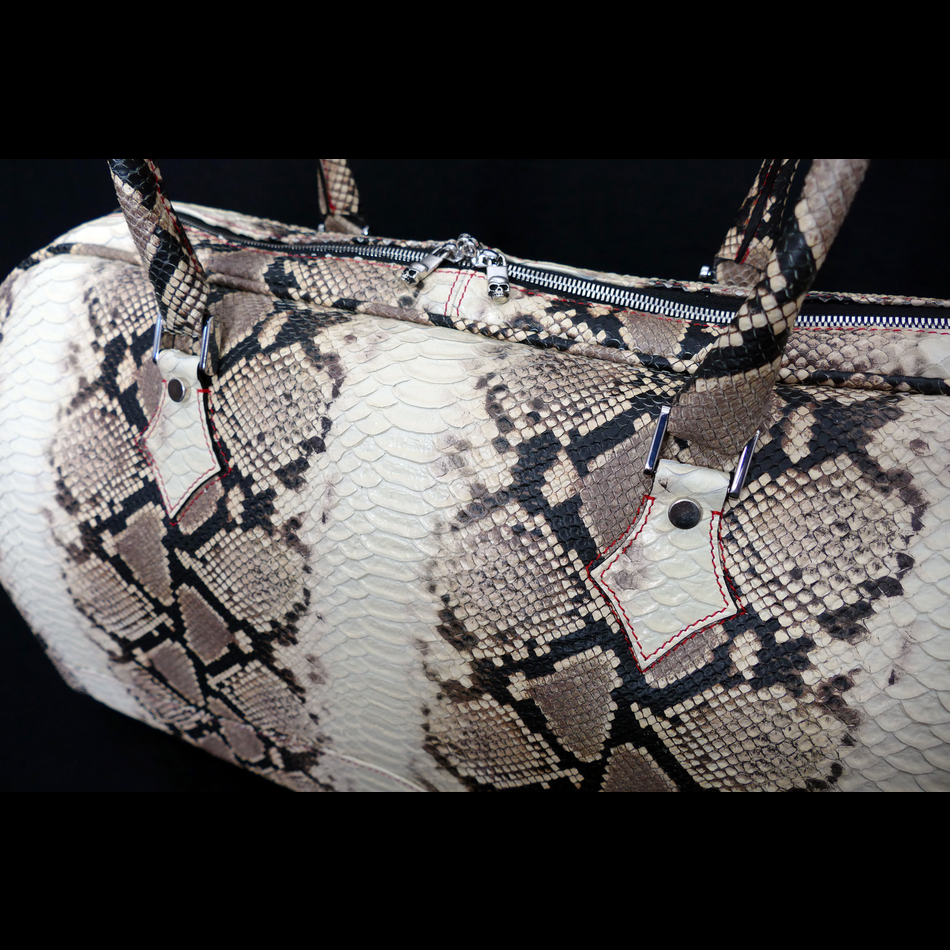 Jeffery West The 'Nightporter' Overnighter Bag Natural Diamante Snake