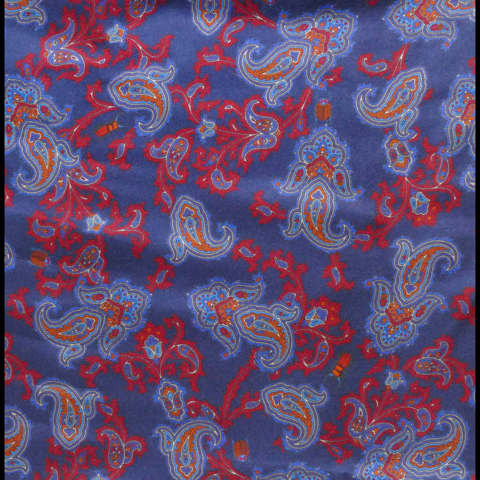 Jeffery West The Paisley Navy With Red Paisley Print Silk - Wool Backed Scarf