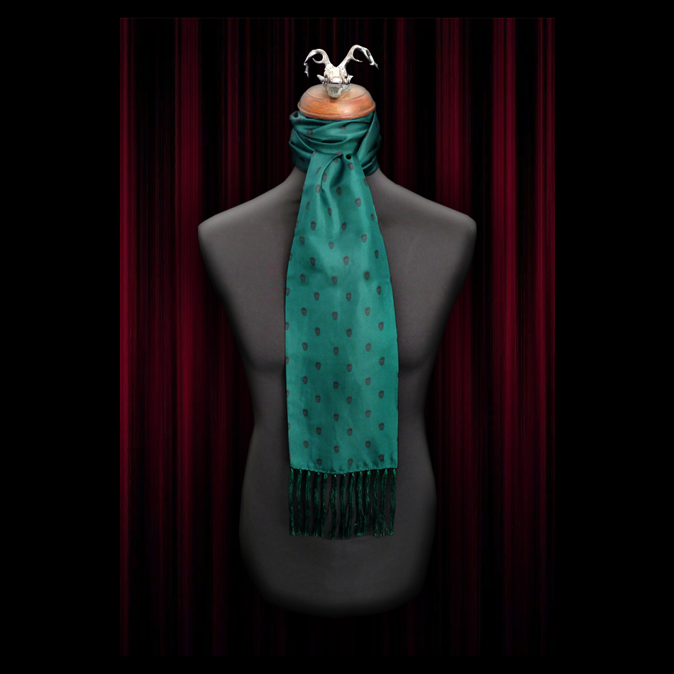 jeffery west The Reaper Green silk scarf and pocket square set