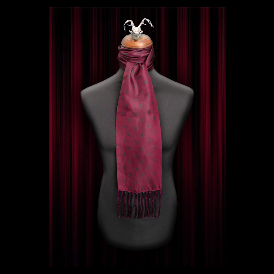 jeffery west The Reaper Wine red silk scarf and pocket square set