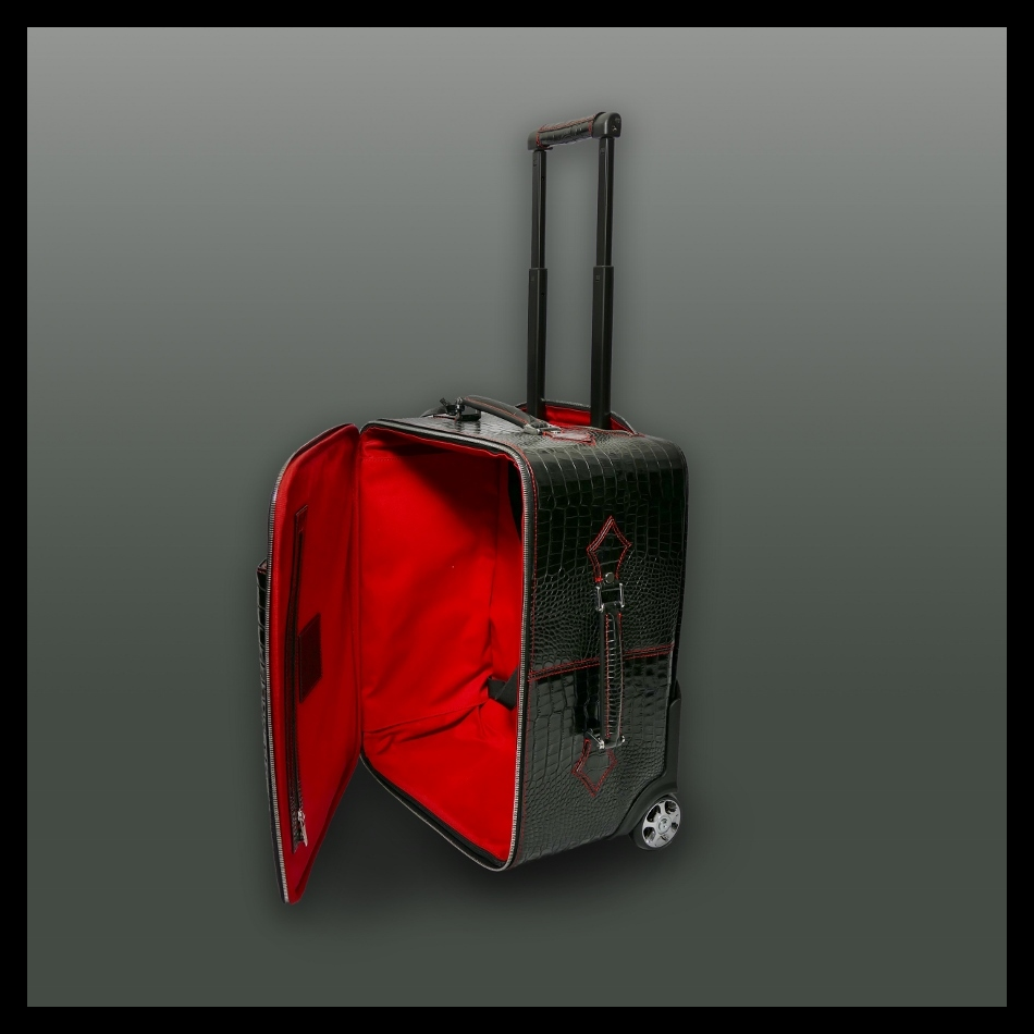 Jeffery West The 'Weekender' Wheeled Suitcase Black Croc