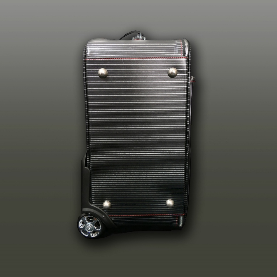 Jeffery West The 'Weekender' Wheeled Suitcase Black Pinstripe