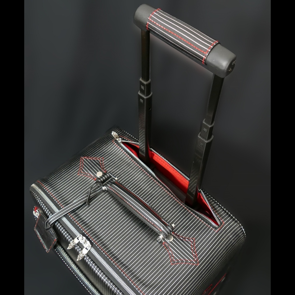Jeffery West The 'Weekender' Wheeled Suitcase Black Pinstripe