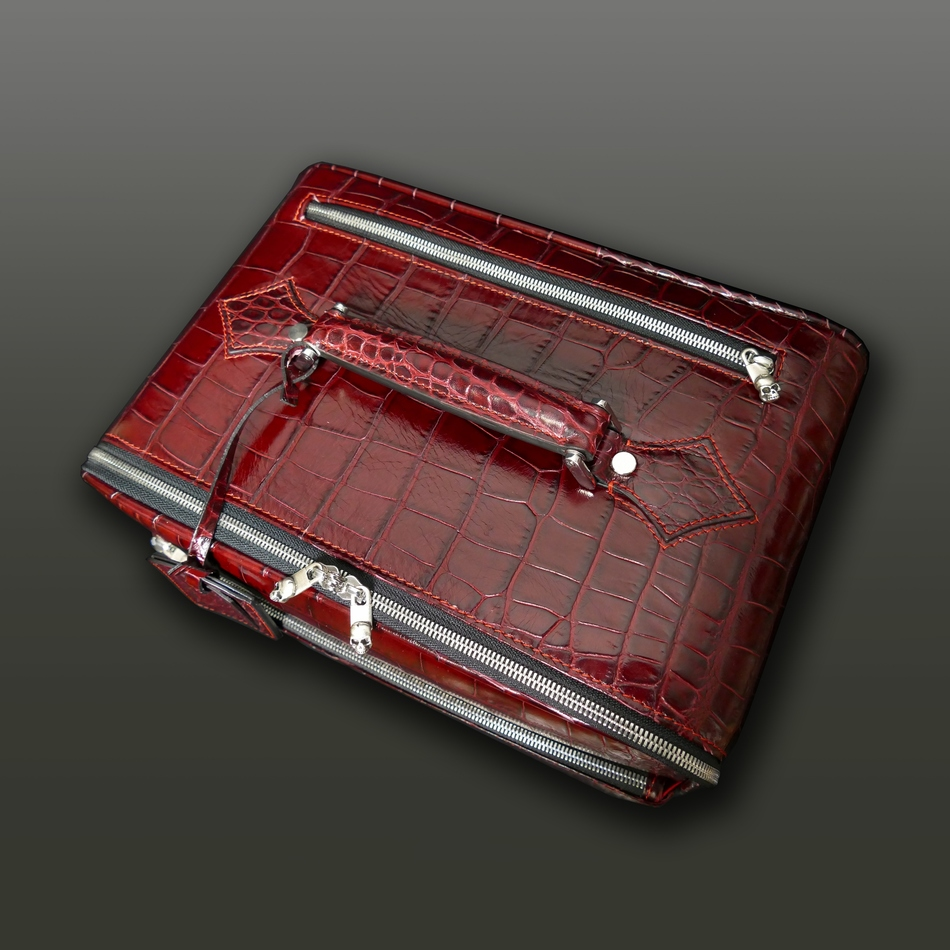 Jeffery West The 'Weekender' Wheeled Suitcase Burgundy Croc