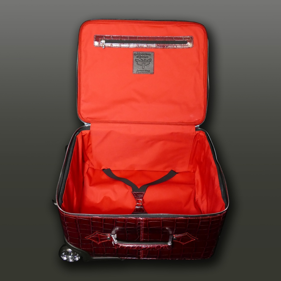 Jeffery West The 'Weekender' Wheeled Suitcase Burgundy Croc