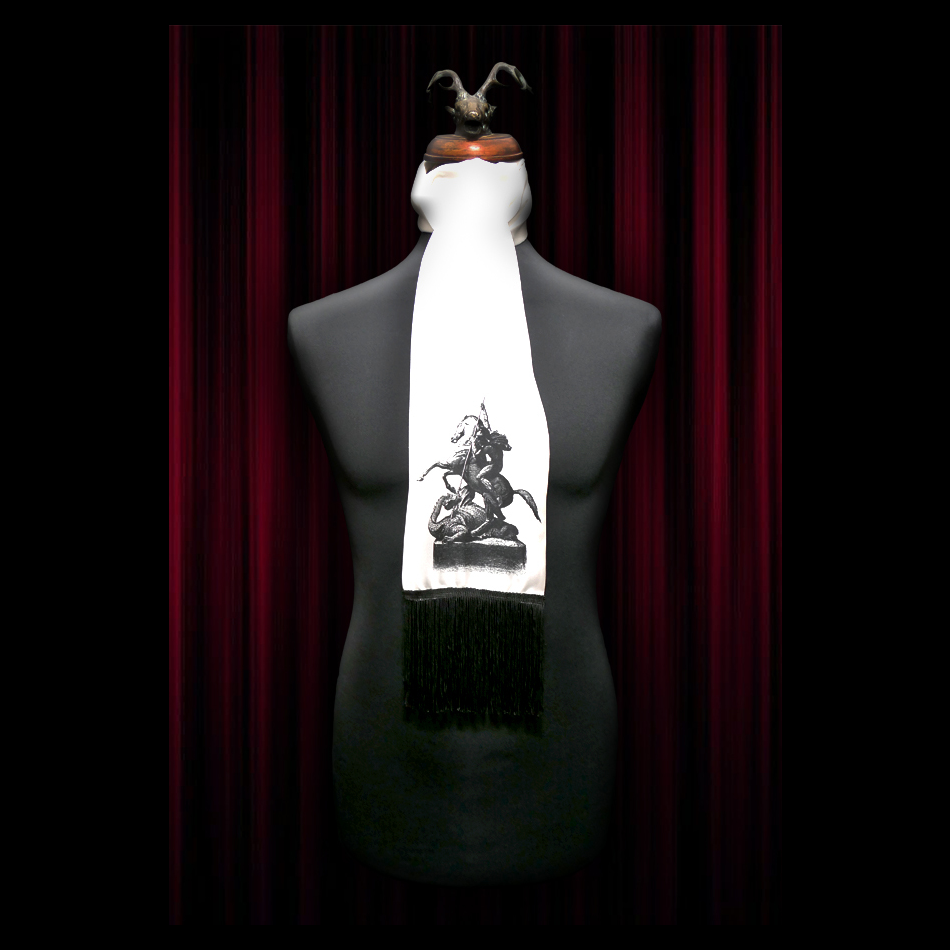 jeffery west White St. George and the Dragon Silk Scarf