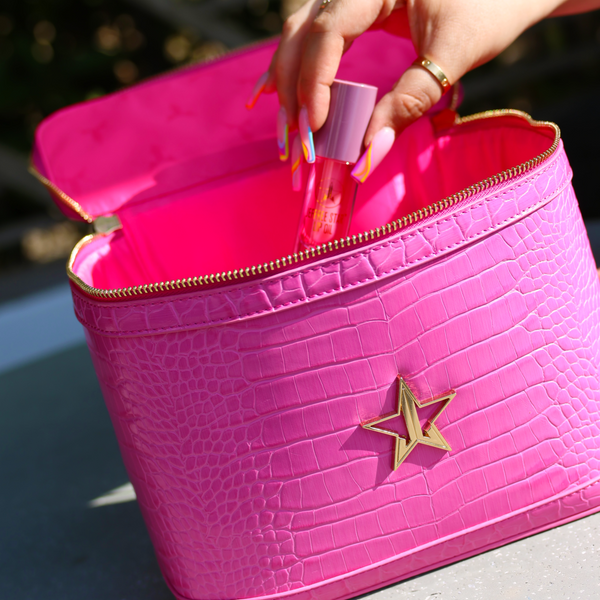 Jeffree Star Cosmetics Pink Faux Alligator Travel Bag