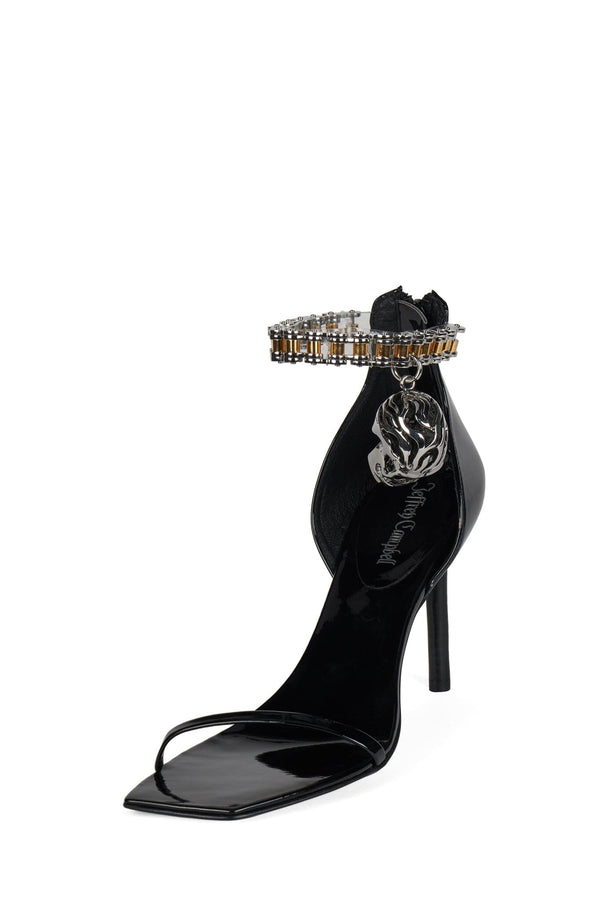 Jeffrey Campbell 5-STONE Heeled Sandal Black Patent Silver