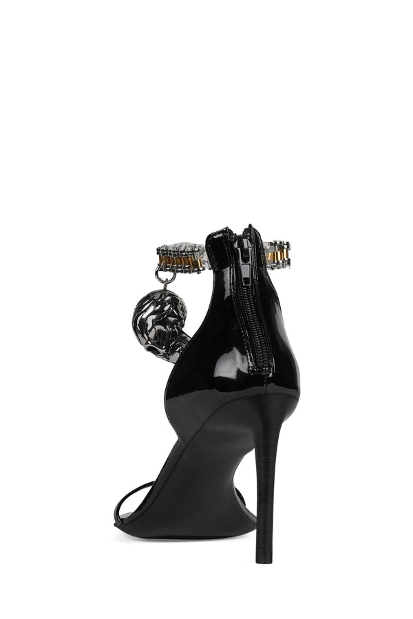 Jeffrey Campbell 5-STONE Heeled Sandal Black Patent Silver
