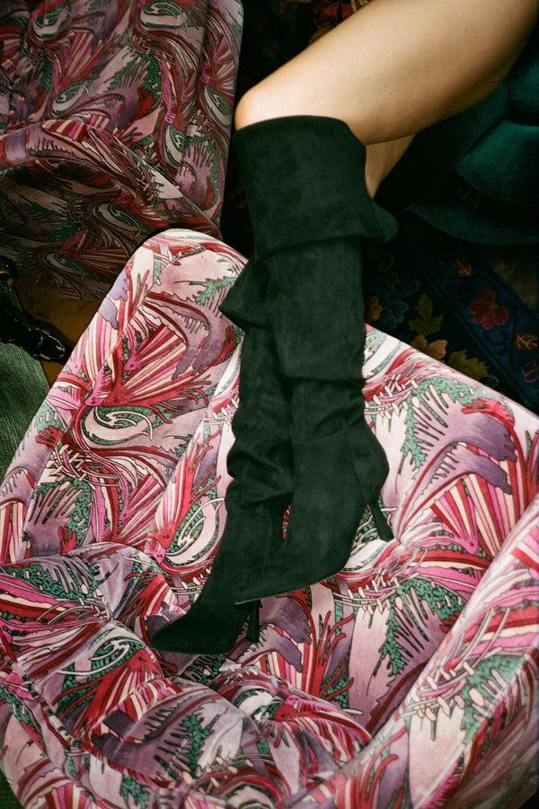 Jeffrey Campbell ACCLAIM-OK Knee-High Boot Black Suede