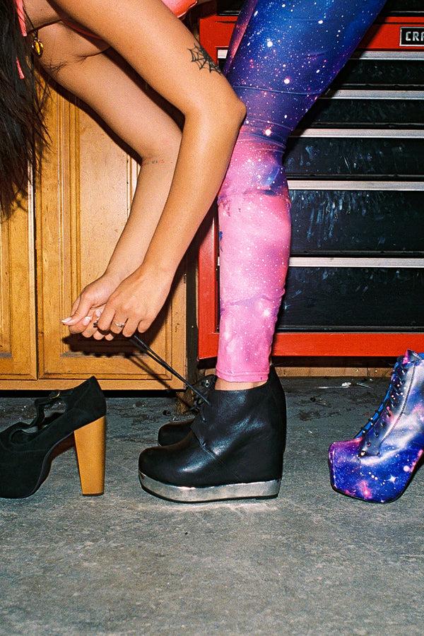 Jeffrey Campbell ALEXIS Platform Wedge Black Silver