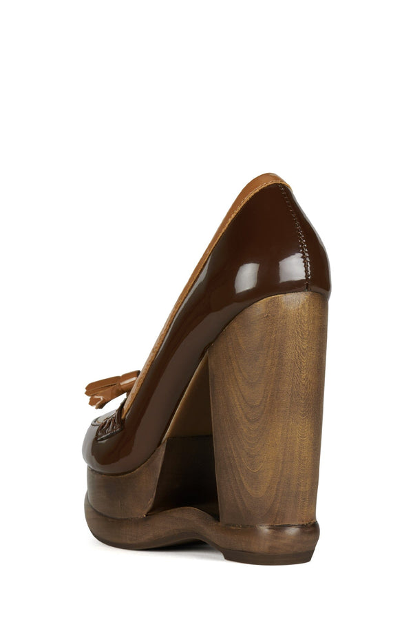 Jeffrey Campbell ARTICLE Platform Wedge Brown Patent Tan Patent