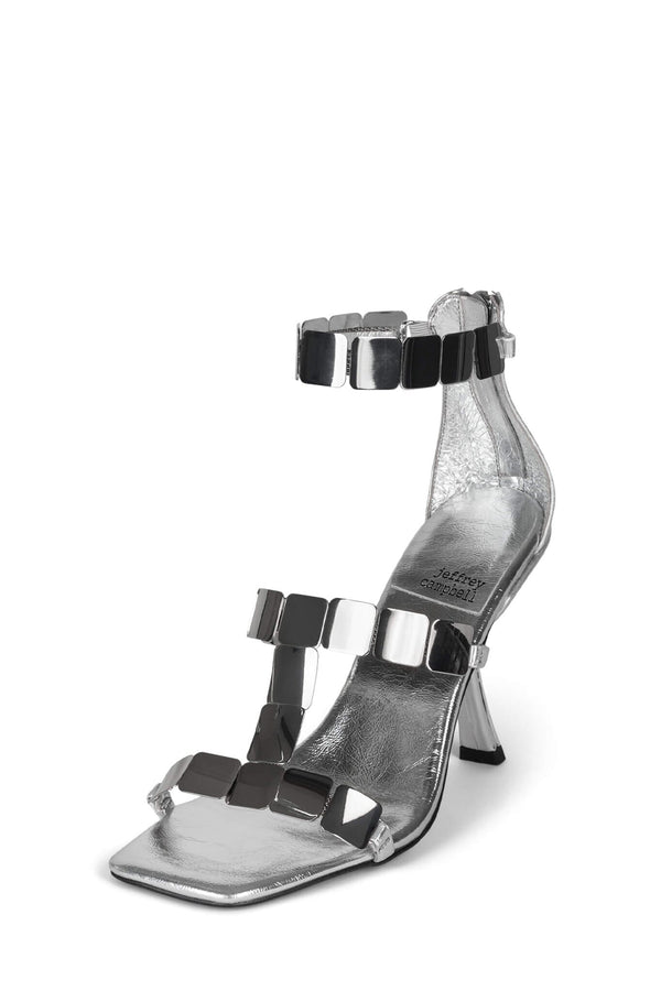 Jeffrey Campbell ASCEND Heeled Sandal Silver Silver
