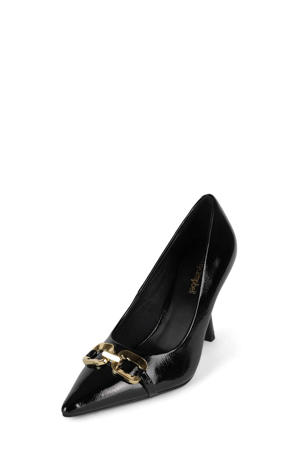 Jeffrey Campbell AUTHORITY Pump Black Crinkle Patent Gold
