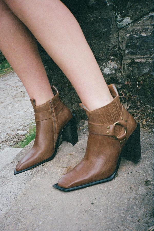 Jeffrey Campbell BAD-GUY Heeled Boot Light Tan Brushed