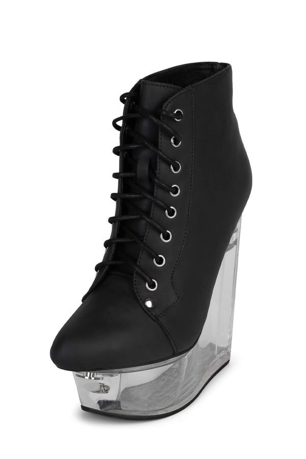 Jeffrey Campbell BALFOUR Platform Wedge Black Washed Clear
