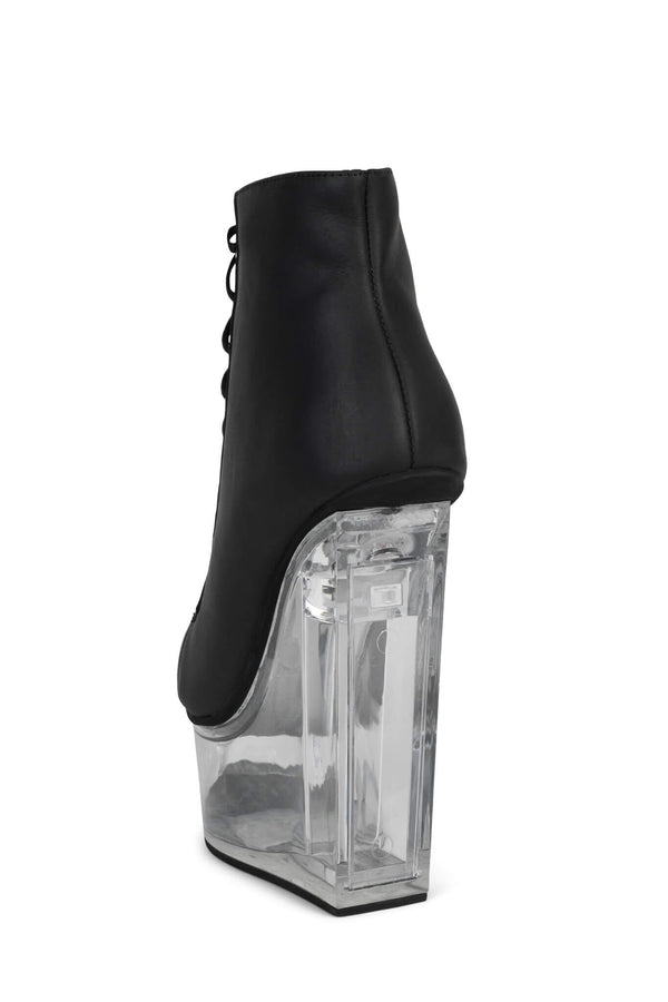 Jeffrey Campbell BALFOUR Platform Wedge Black Washed Clear