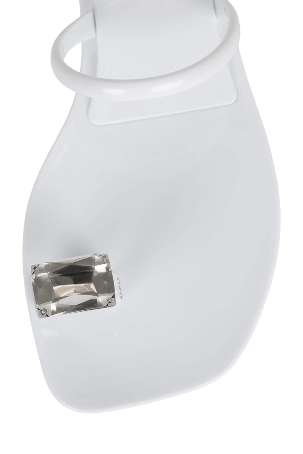 Jeffrey Campbell BALIA Flat Sandal White Shiny Clear