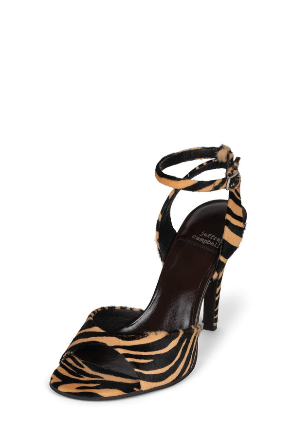 Jeffrey Campbell BAR-HOP-F Heeled Sandal Beige Black Zebra