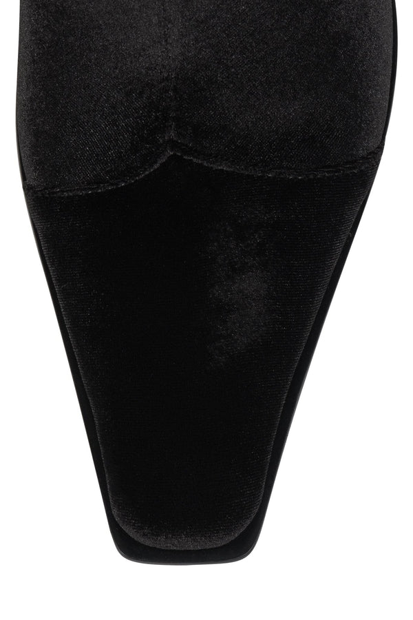 Jeffrey Campbell BE-BOLD-EM Mid-Calf Boot Black Velvet Floral Multi