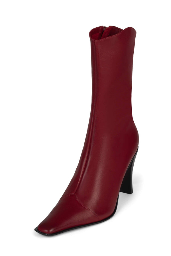 Jeffrey Campbell BE-BOLD Mid-Calf Boot Red Distressed