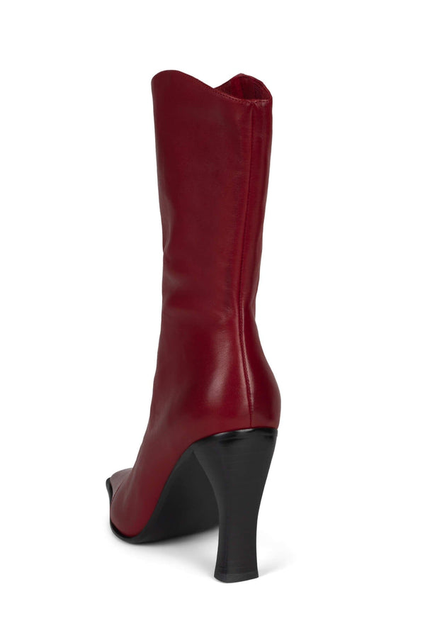 Jeffrey Campbell BE-BOLD Mid-Calf Boot Red Distressed