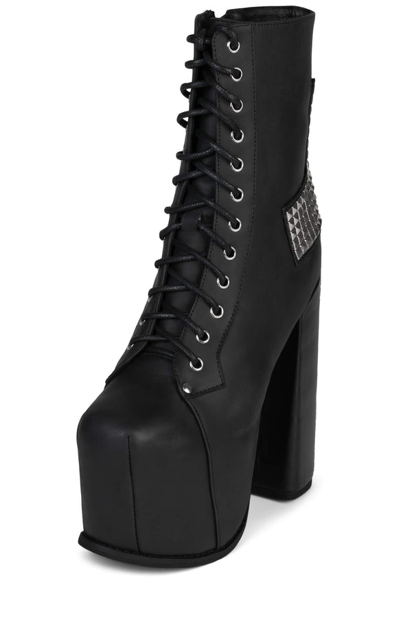 Jeffrey Campbell BL-CROSS Platform Boot Black Washed Silver