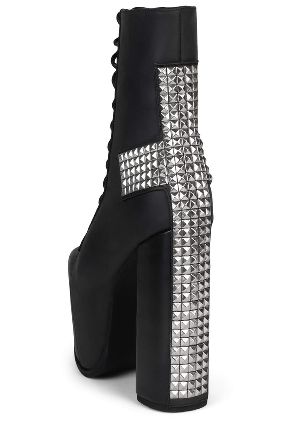 Jeffrey Campbell BL-CROSS Platform Boot Black Washed Silver